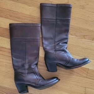 Frye jane stitch tall leather brown boots